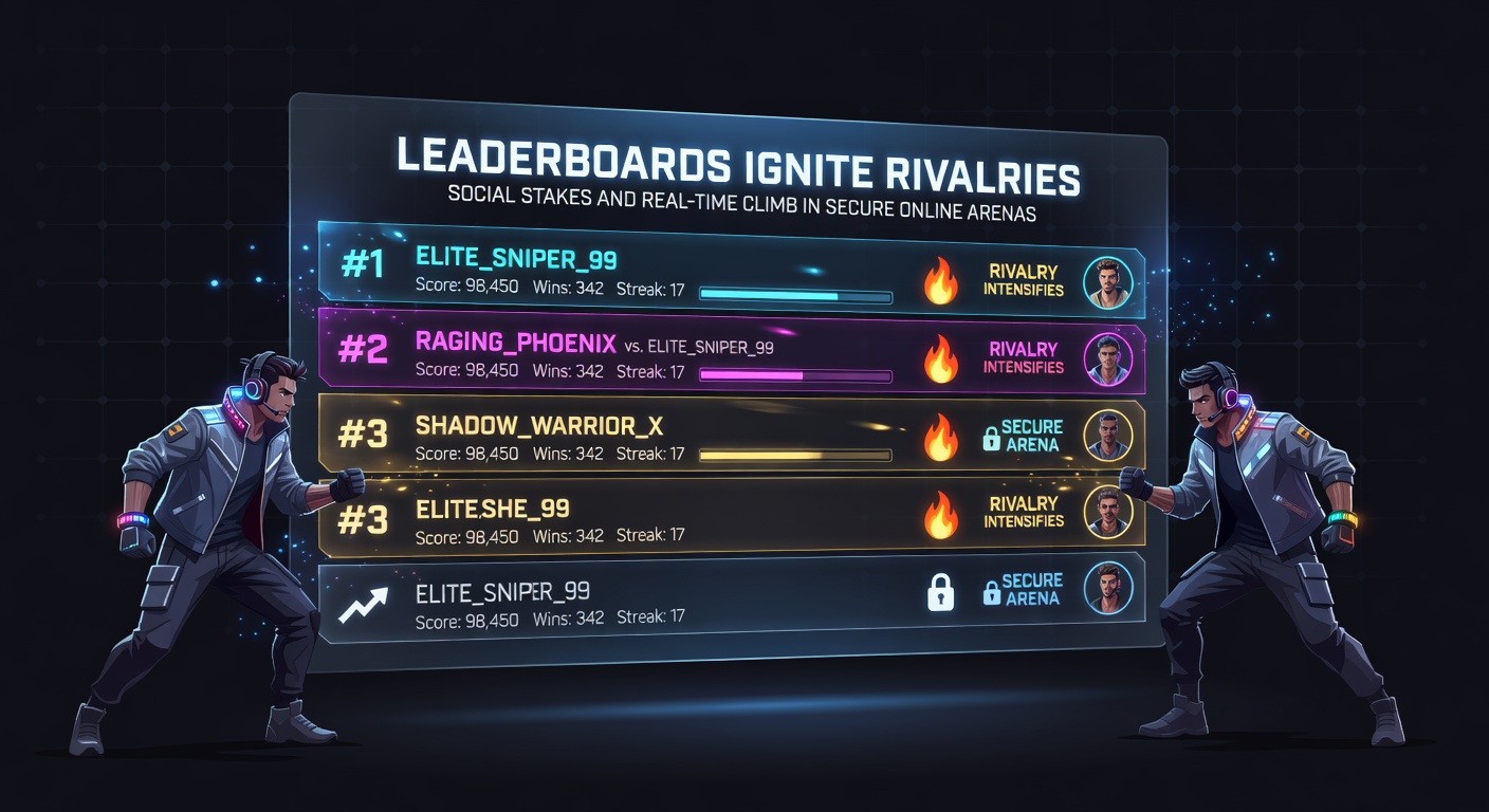 Spieler vor einem Echtzeit-Leaderboard mit steigenden Balken und Wettkampf-Animationen